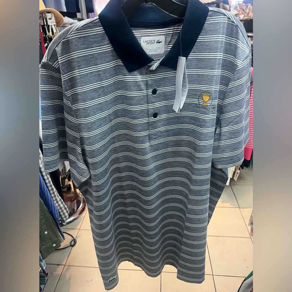 Lacoste Sport Men's Presidents Cup Golf Polo Shirt Size XXL NWT Navy Blue White